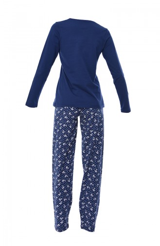 Bayan Uzun Kollu Pijama Takımı 803040-01 Lacivert