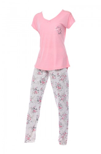 Bayan Kısa Kollu Pijama Takımı 809026-01 Pembe