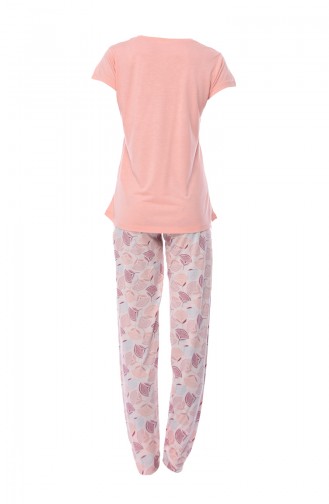 Bayan Kısa Kollu Pijama Takımı 809030-01 Açık Somon