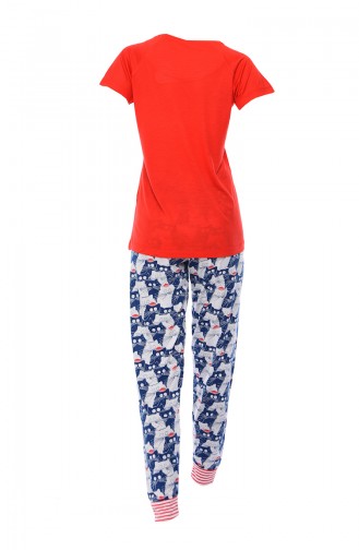 Bayan Kısa Kollu Pijama Takımı 810008-01 Kırmızı 810008-01