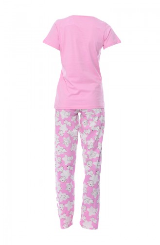 Bayan Kısa Kollu Pijama Takımı 810115-01 Pembe