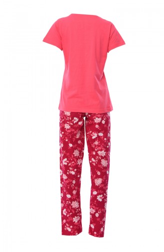 Bayan Kısa Kollu Pijama Takımı 810195-01 Fuşya Pembe 810195-01