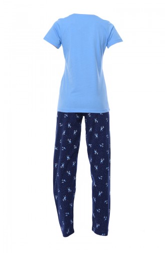 Bayan Kısa Kollu Pijama Takımı 811418-01 Mavi 811418-01