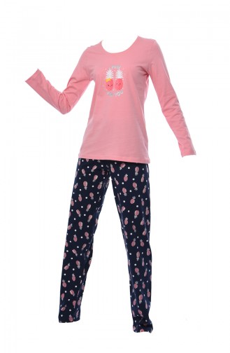 Bayan Uzun Kollu Pijama Takımı 812076-02 Pembe