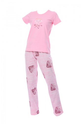 Bayan Kısa Kollu Pijama Takımı 812106-01 Pembe