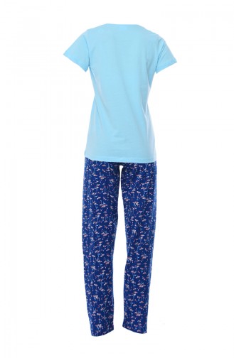 Bayan Kısa Kollu Pijama Takımı 812115-01 Mavi