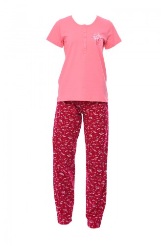Bayan Kısa Kollu Pijama Takımı 812115-02 Pembe