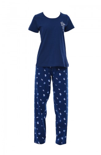 Bayan Kısa Kollu Pijama Takımı 810168-01 Lacivert 810168-01