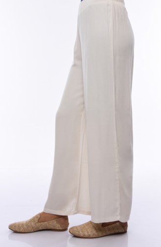 Elastic Waist Summer Wide Leg Pants 25012-01 Light Beige 25012-01