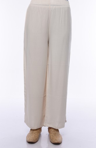 Elastic Waist Summer Wide Leg Pants 25012-01 Light Beige 25012-01