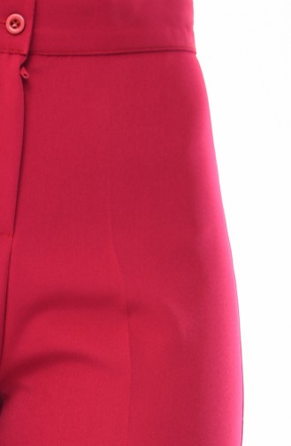 Geknöpfte Gerade Hose 1102-18 Fuchsia 1102-18