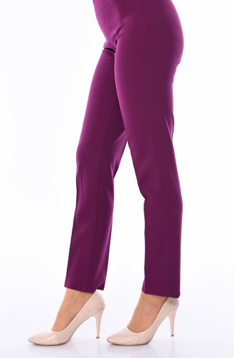 Side Zippered Lycra Pants 9010-07 Fuchsia 9010-07