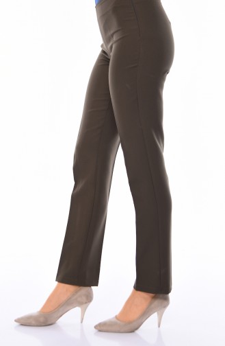Side Zipper Lycra Trousers 9042-13 Khaki 9042-13
