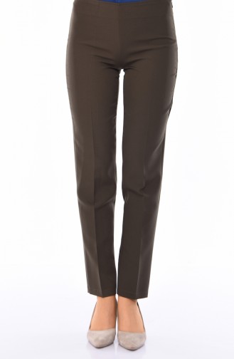 Side Zipper Lycra Trousers 9042-13 Khaki 9042-13