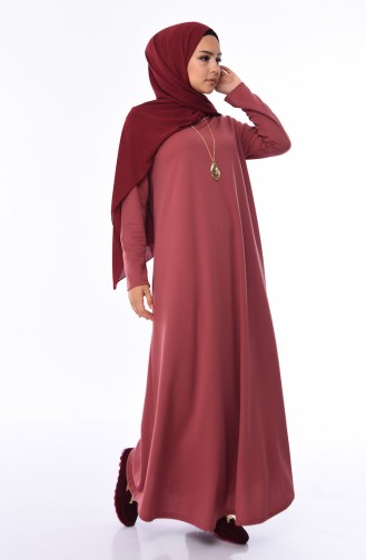 Beige-Rose Hijab Kleider 0286-07