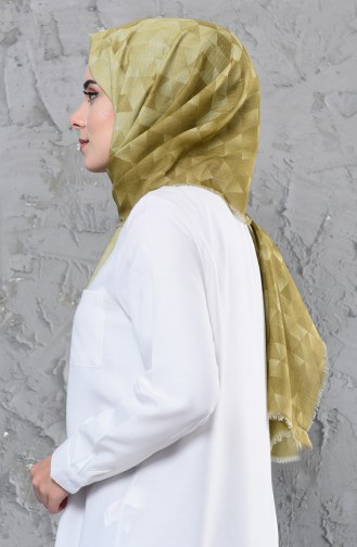 Akel Patterned Cotton Shawl 001-425-08 Khaki 001-425-08