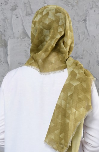 Akel Patterned Cotton Shawl 001-425-08 Khaki 001-425-08