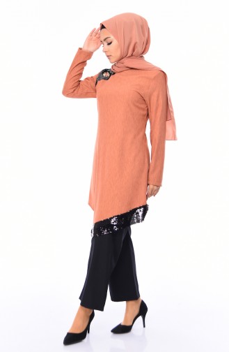 Sequined Tunic Trousers Suit 4131-06 Onion Shell 4131-06