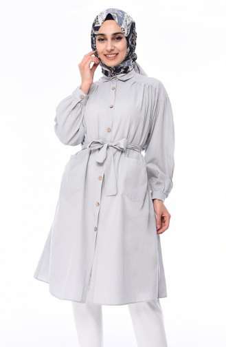 Buttons Belted Tunic 1249-07 Gray 1249-07