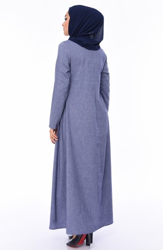 Taşlı Elbise 1196-01 Kot Mavi 1196-01