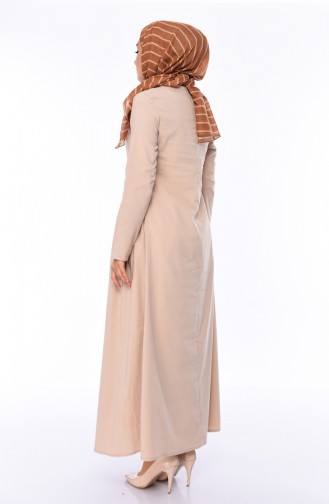 Taşlı Elbise 1196-02 Vizon