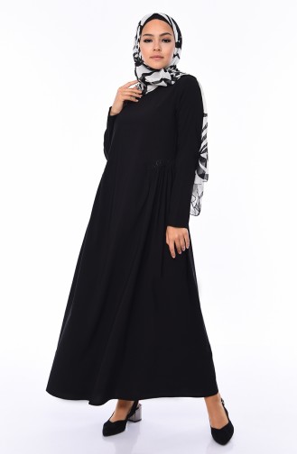 Taşlı Elbise 1196-03 Siyah