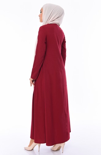 Taşlı Elbise 1196-04 Bordo
