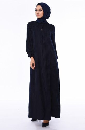 Navy Blue Hijab Dress 0552-04