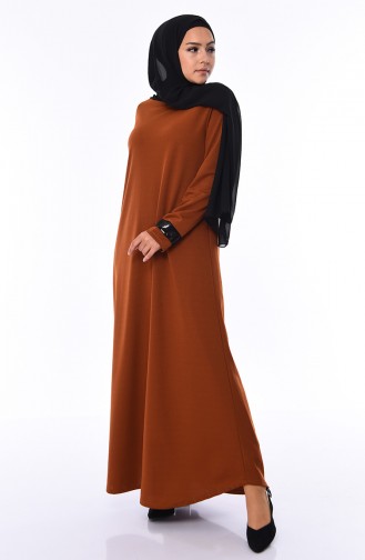 Zimtfarbig Hijab Kleider 0287-05