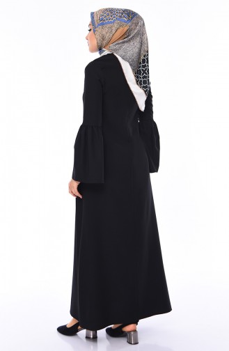 فستان سادة بتصميم مُزين بقلادة 1054-01 لون أسود 1054-01