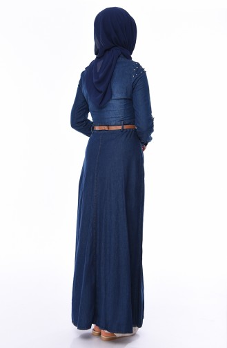 Dunkelblau Hijab Kleider 5143-01