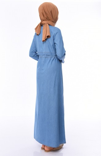 Jeansblau Hijab Kleider 0007-01