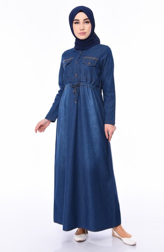 Dunkelblau Hijab Kleider 0007-02