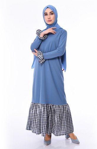 Blau Hijab Kleider 3302-01
