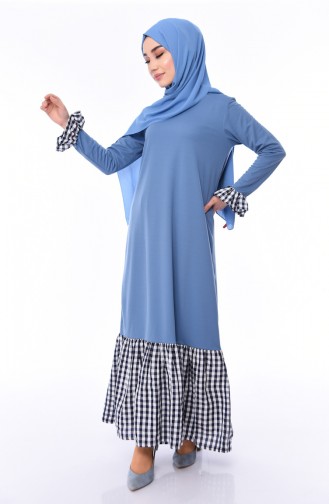 Blau Hijab Kleider 3302-01