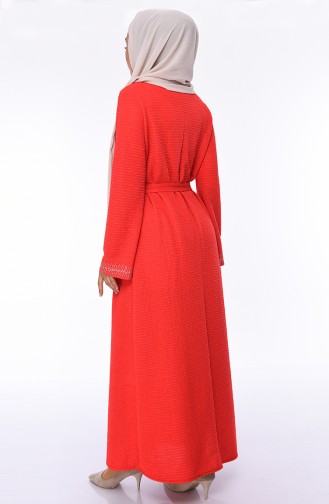 Bedrucktes Kleid mit Band 1031-01 Rot 1031-01