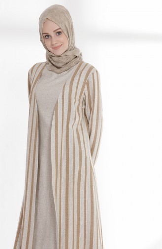 İç Elbiseli Keten Takım 9006-04 Camel