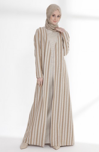 İç Elbiseli Keten Takım 9006-04 Camel