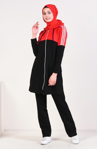 Striped Tracksuit 9057-02 Light Red 9057-02