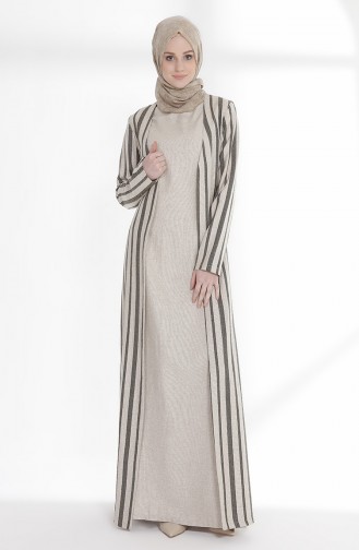أويا طقم فستان من قماش الكتان 9006-02 لون اخضر كاكي 9006-02