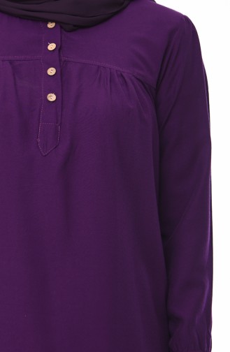 Buttoned Viscose Tunic 5258-06 Purple 5258-06