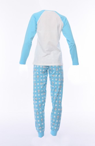 Bayan Uzun Kollu Pijama Takımı 802131-01 Mavi 802131-01