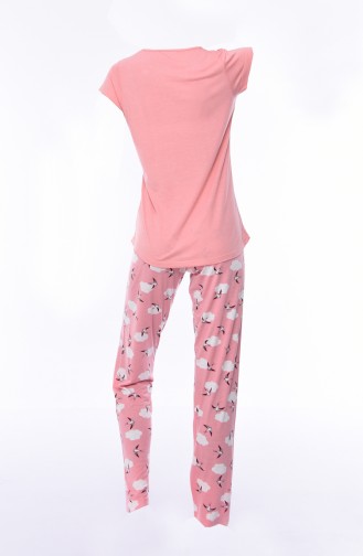 Bayan Kısa Kollu Pijama Takımı 809268-02 Pudra