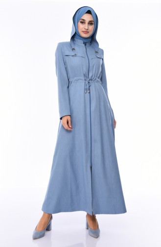 Abaya mit Reissverschluss 1100P-01 Blau 1100P-01