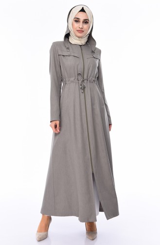 Abaya mit Reissverschluss 1100P-03 Mandelgrün 1100P-03