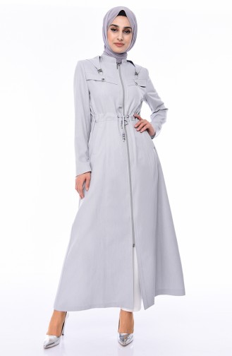 Abaya mit Reissverschluss 1100P-05 Hell Grau 1100P-05