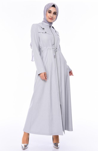 Abaya mit Reissverschluss 1100P-05 Hell Grau 1100P-05