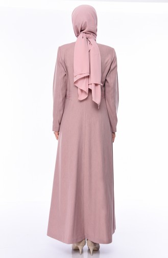 Geknöpftes Abaya 1175-02 Puder Rosa 1175-02