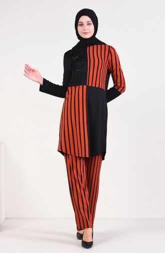 Striped Tunic Pants Binary Suit 1917-02 Black Tile 1917-02