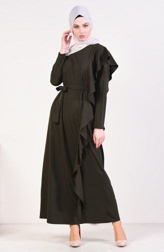 Khaki Hijab Dress 1666-09